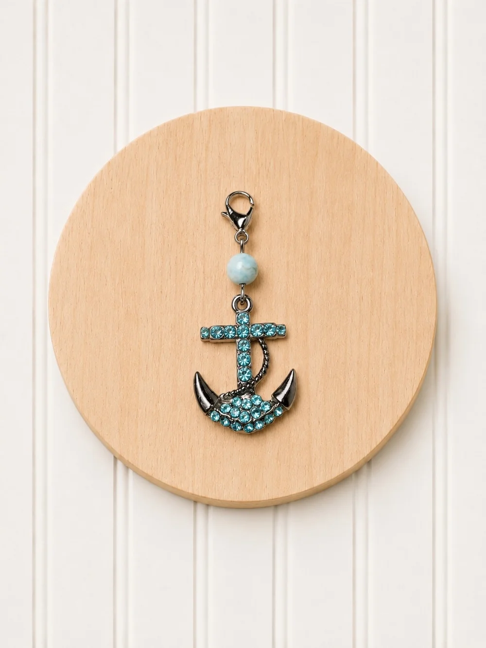 Anchor Phone Charm, Keyring Charm with Turquoise Stone Accents
